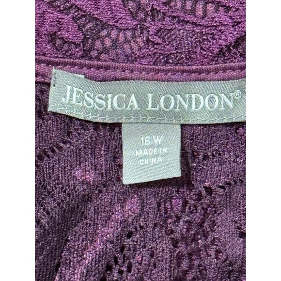 Jessica London 16W Womens Mother Of The Bride Groom Purple Lace Dress Elegant - Picture 5 of 8